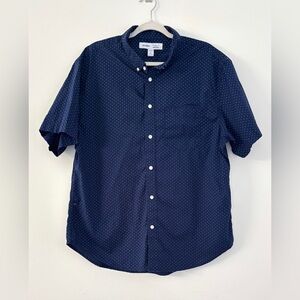 Old Navy Men's Size XL Button Down Short Sleeve Blue‎ White Polka Dots Preppy
